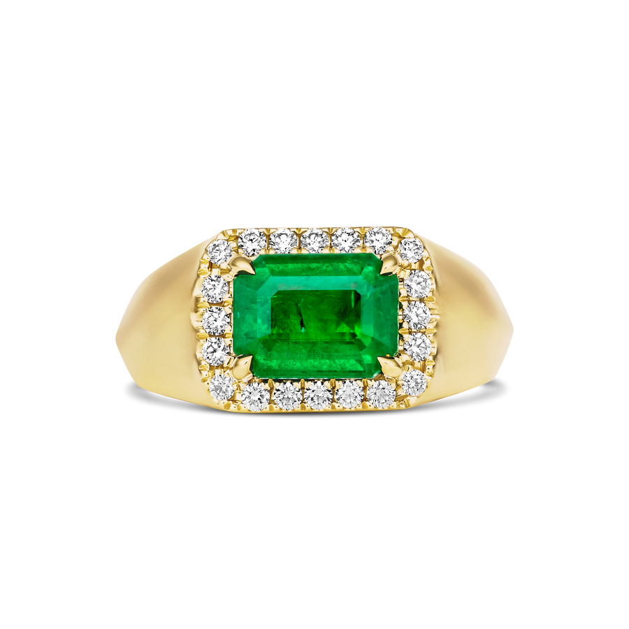 Riviera Luminous Octagon Natural Emerald and Diamond | 18K Yellow Gold
