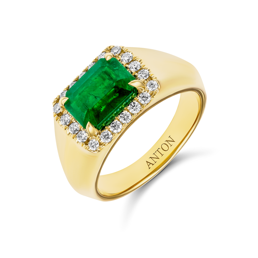 Riviera Luminous Octagon Natural Emerald and Diamond | 18K Yellow Gold