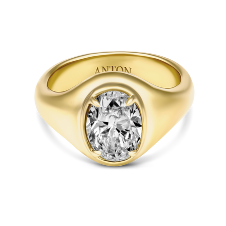 Riviera Luminous Oval Natural Diamond Ring | 18k Yellow Gold