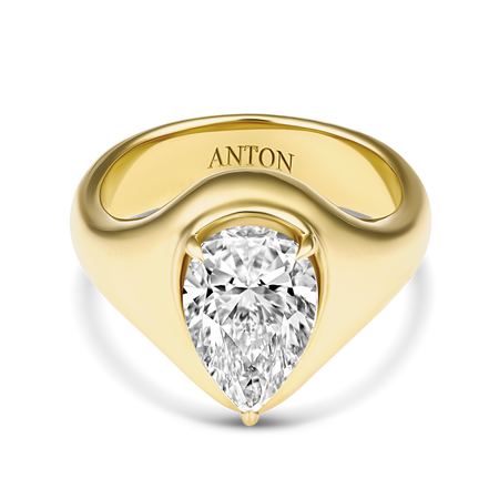 Riviera Luminous Pear Natural Diamond Ring | 18K Yellow Gold