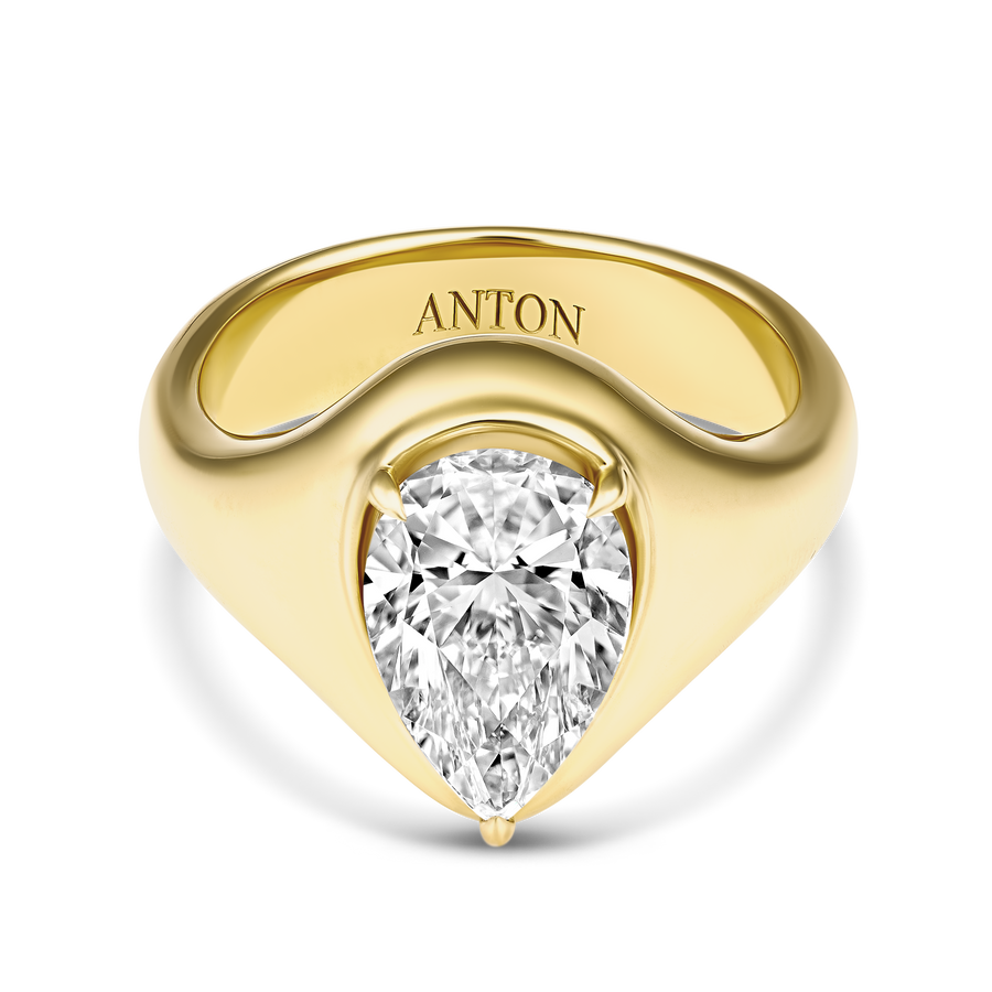 Riviera Luminous Pear Natural Diamond Ring | 18K Yellow Gold