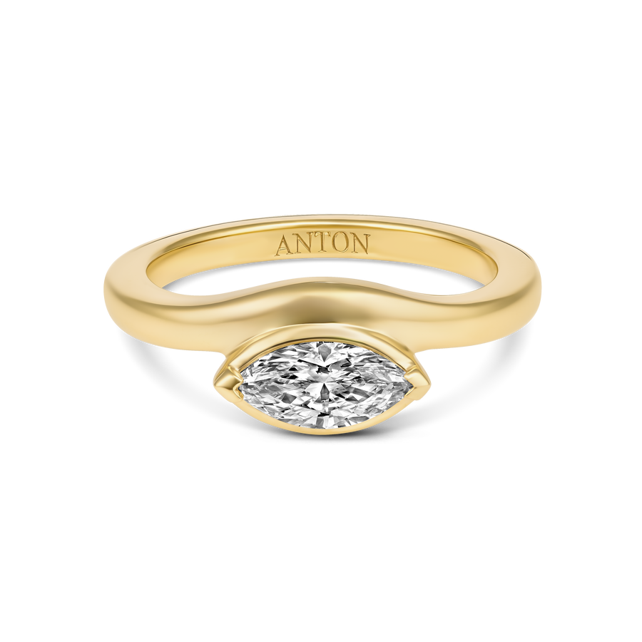 Riviera Luminous Marquise East-West Natural Diamond Ring | 18K Yellow Gold