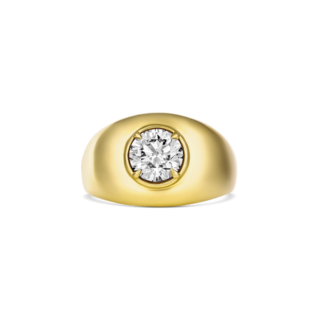 Riviera Luminous Round Brilliant Cut Natural Diamond Ring | 18K Yellow Gold