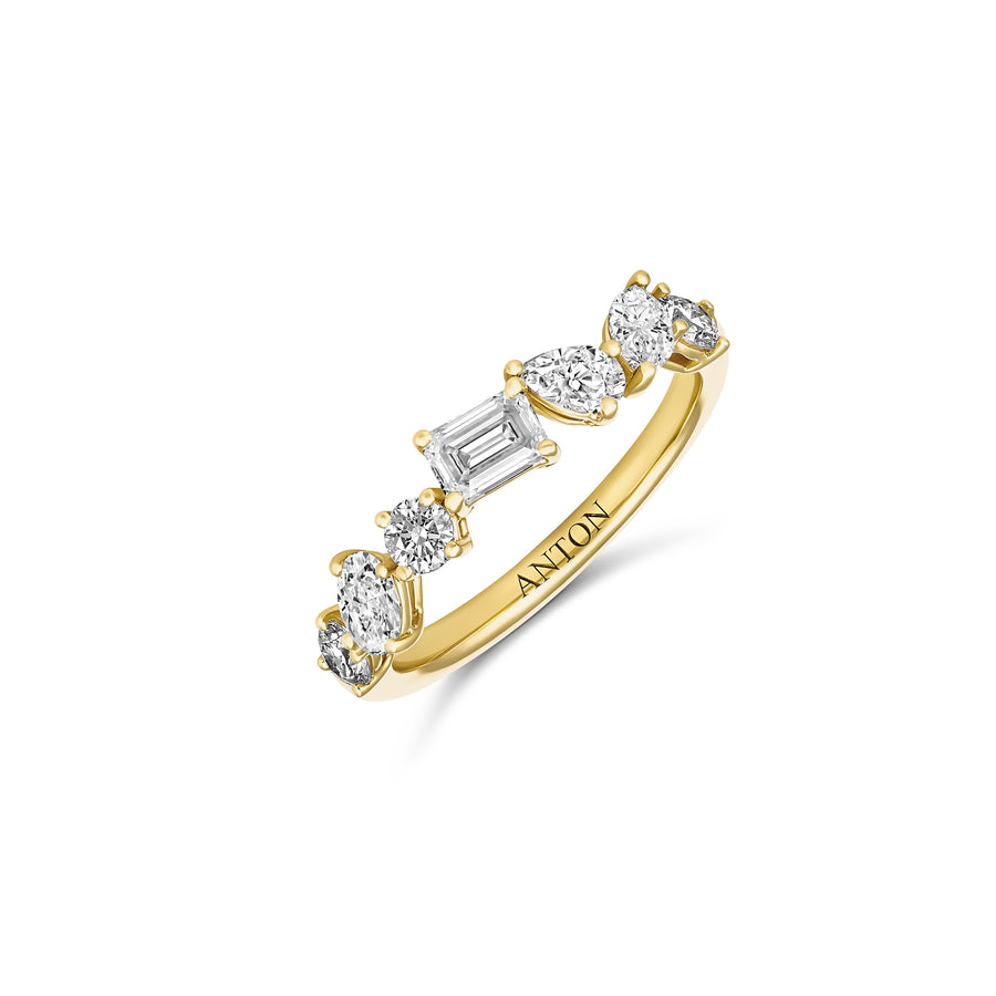 Riviera Multi-Shape Claw Set Diamond Ring | 18K Yellow Gold