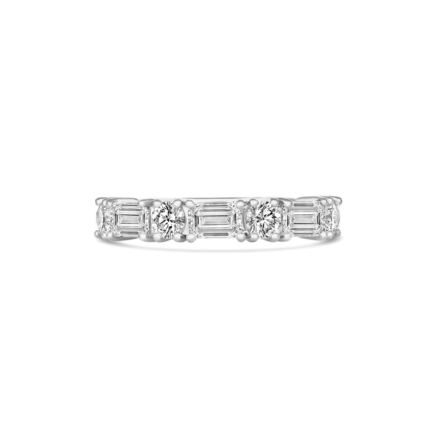 Riviera Emerald and Round cut Diamond Ring | Platinum