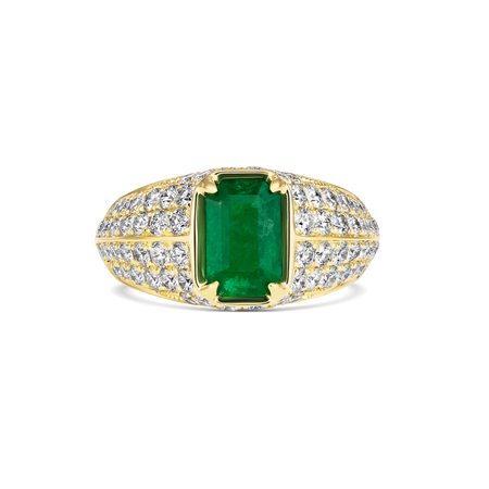 Riviera Luminous Emerald and Diamond Ring | 18K Yellow Gold