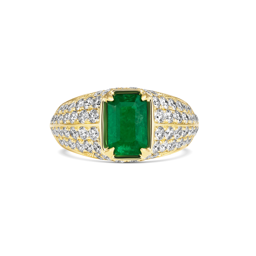 Riviera Luminous Emerald and Diamond Ring | 18K Yellow Gold