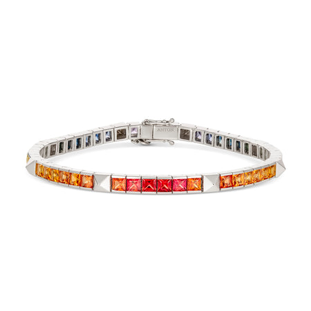 R.08® Une Rainbow Sapphire Bracelet | White Gold