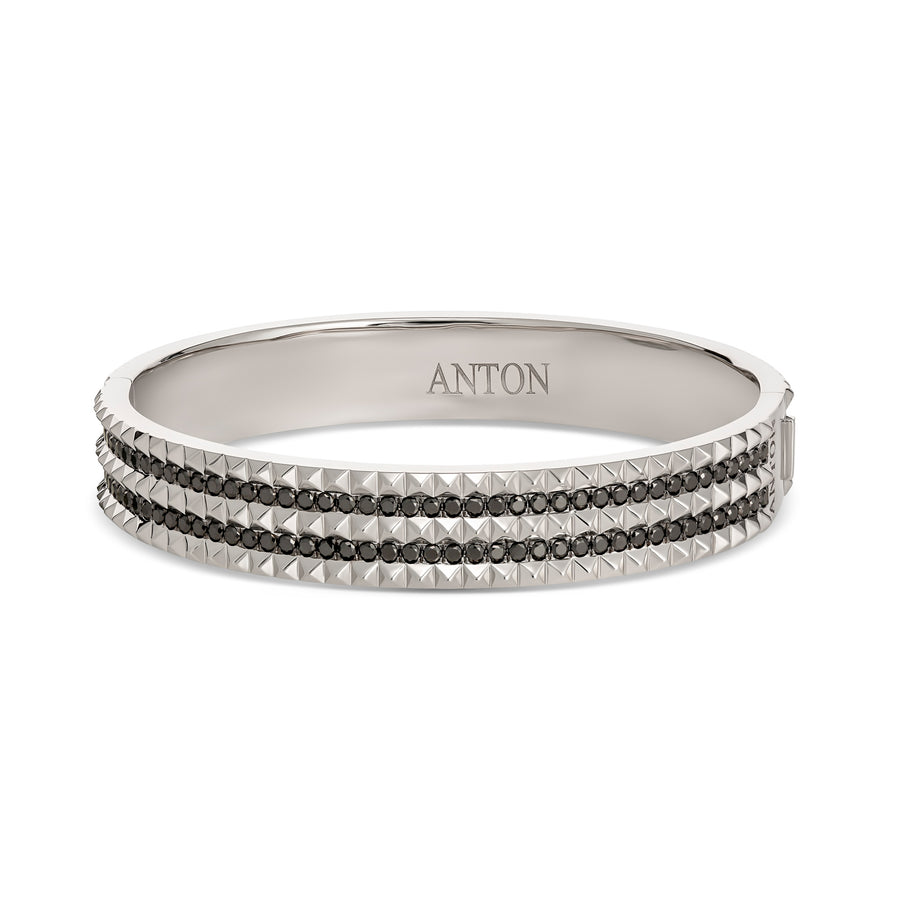 R.08™ Bold Black Diamond Bangle | White Gold