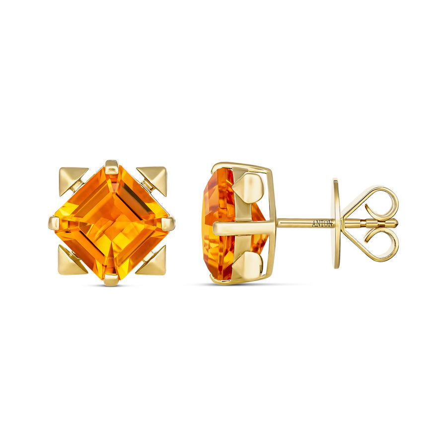 R.08® Vivant Citrine Coloured Gemstone Stud Earrings | 18K Yellow Gold