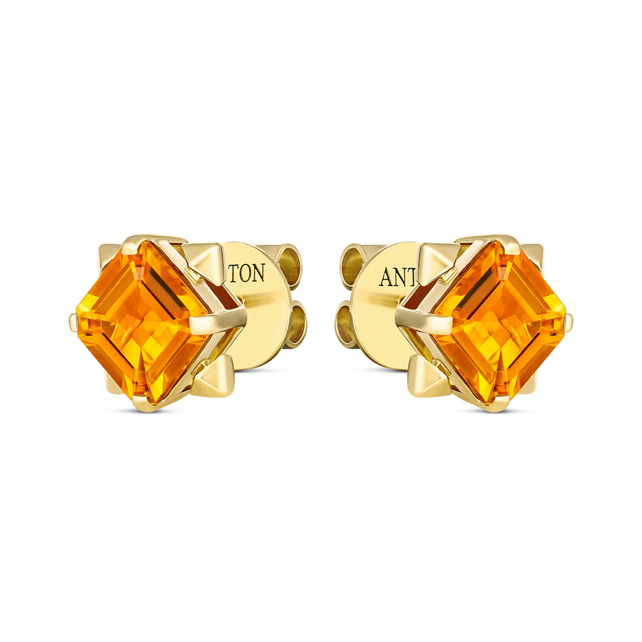R.08® Vivant Citrine Coloured Gemstone Stud Earrings | 18K Yellow Gold