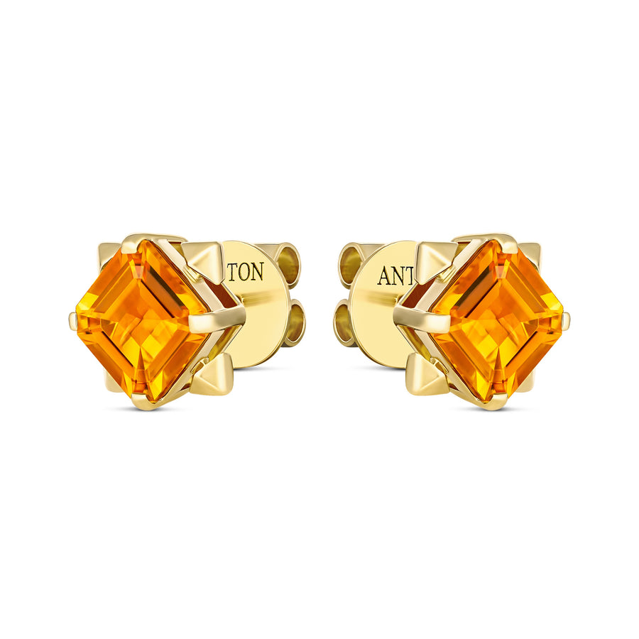 R.08® Vivant Citrine Coloured Gemstone Stud Earrings | 18K Yellow Gold