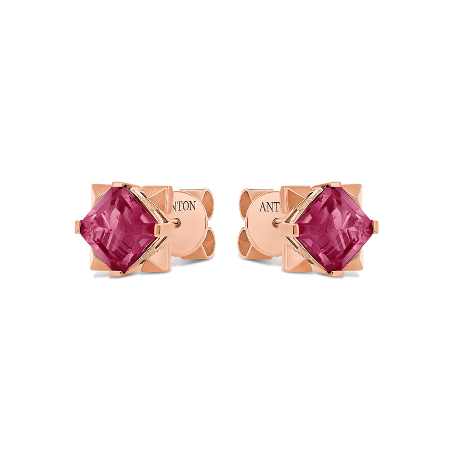 R.08™ Vivant Pink Rhodolite Coloured Gemstone Studs Small | Rose Gold