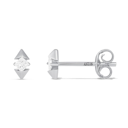 R.08® Nirvana Princess Cut Stud Earrings | 18K White Gold