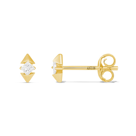 R.08® Nirvana Princess Cut Stud Earrings | 18K Yellow Gold
