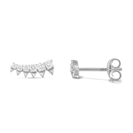 R.08® Nirvana Stud Crawler Earrings | 18K White Gold