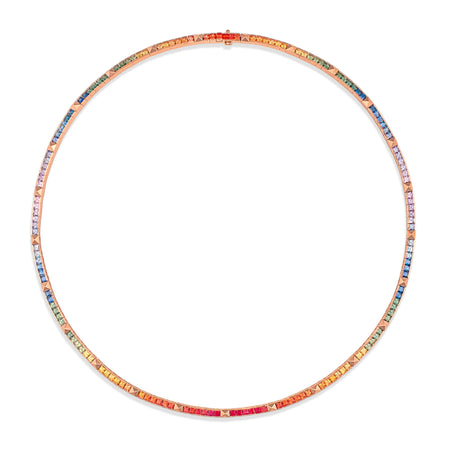 R.08® Une Rainbow Sapphire Necklace | Rose Gold