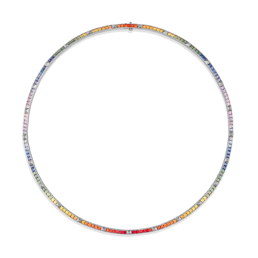 R.08™ Une Rainbow Sapphire Necklace | Yellow Gold