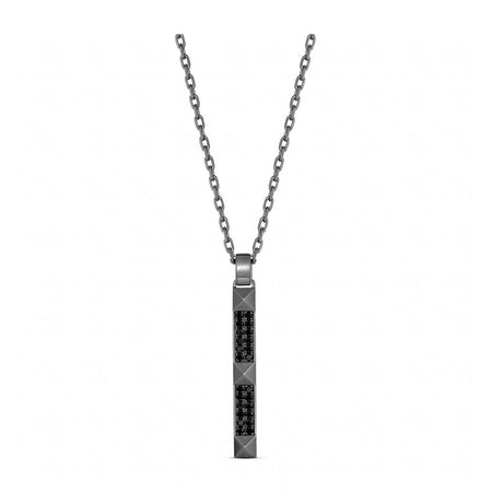 R.08® Deux Diamond Bar Necklace | Black Rhodium
