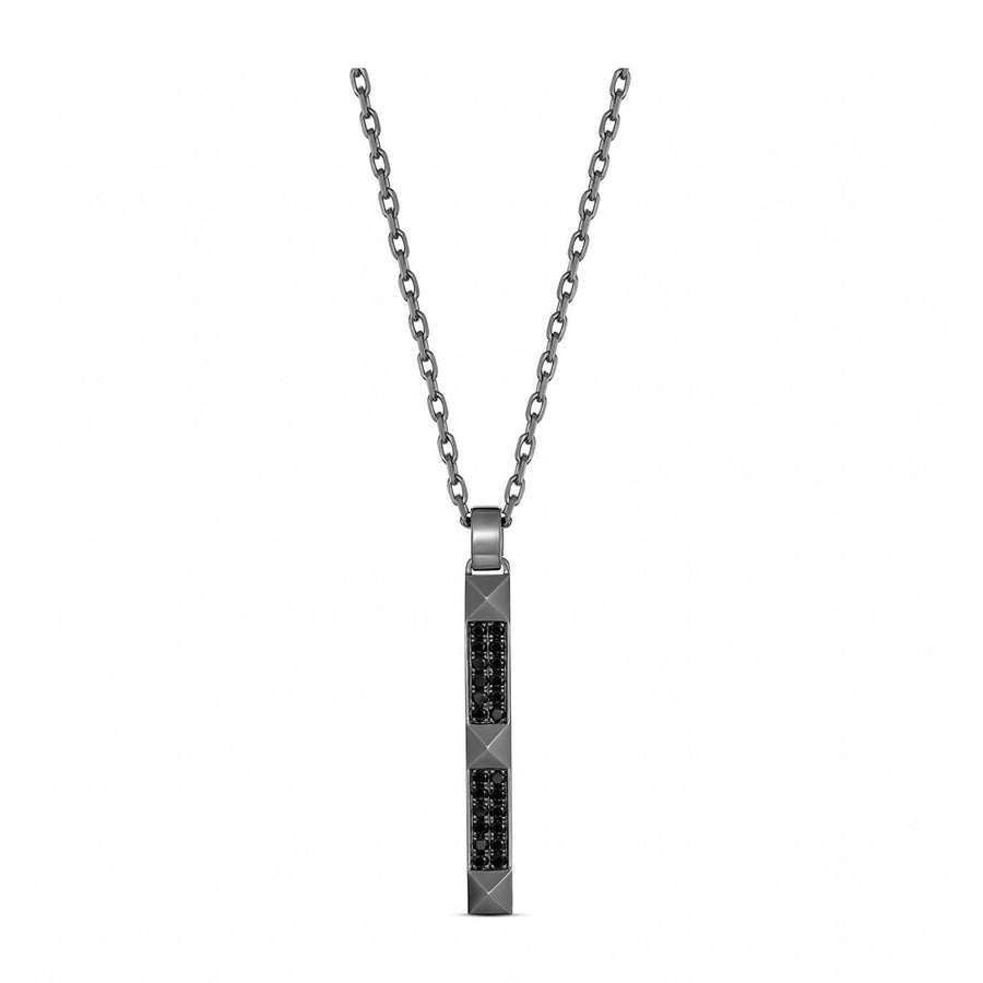 R.08® Deux Diamond Bar Necklace | Black Rhodium