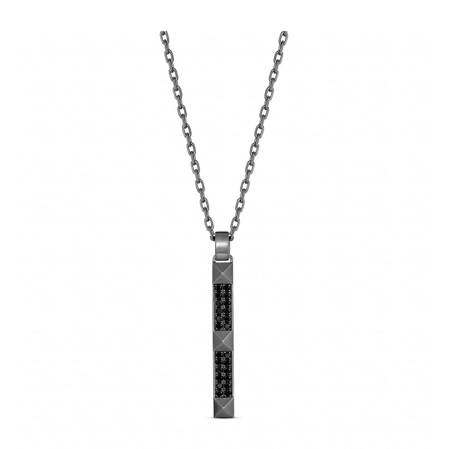 R.08® Deux Diamond Bar Necklace | Black Rhodium