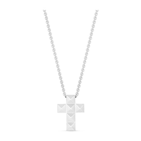 R.08® Medium Solid Gold Cross Necklace | White Gold