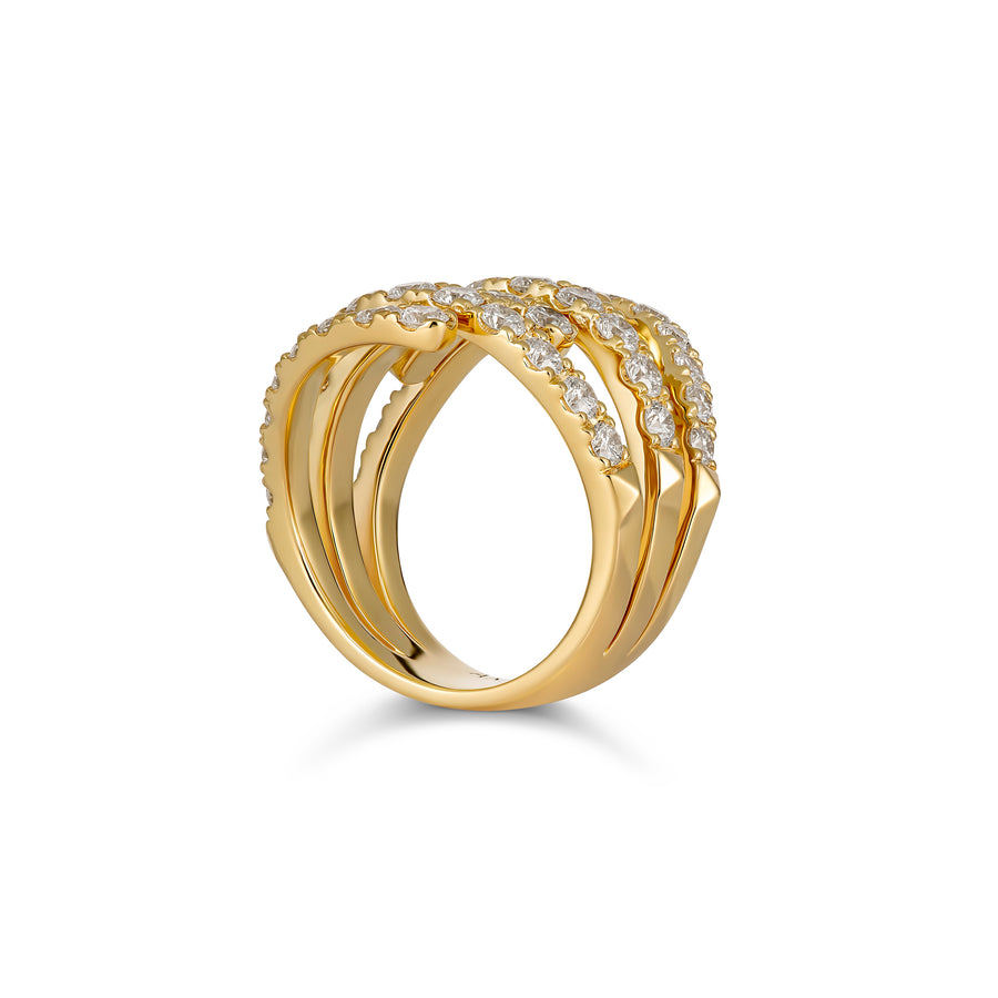 R.08™ Convex Multi Row Diamond Ring | Yellow Gold