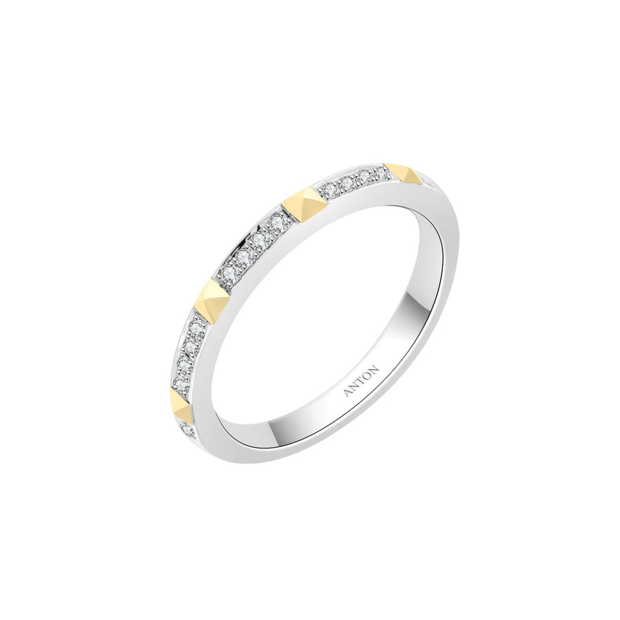 R.08™ Une Diamond Ring with Yellow Gold Accent | White Gold