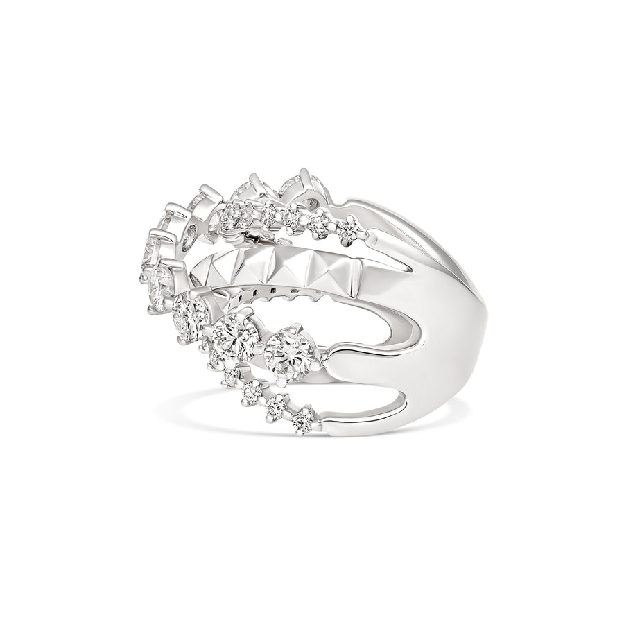 R.08® Tilt Trois Diamond Ring | 18K White Gold