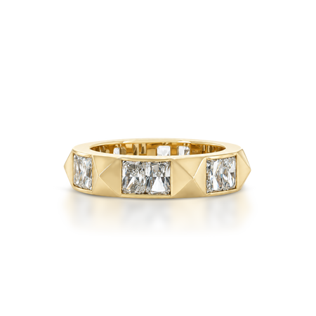 R.08 Radiant Cut Diamond and Motif Ring | 18k Yellow Gold