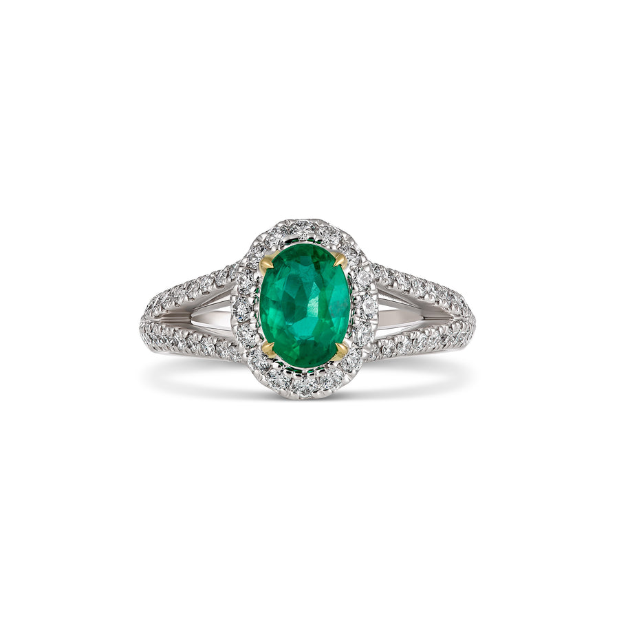 Regal Collection® Emerald Pear Cut Diamond Ring with Diamond Halo | White Gold