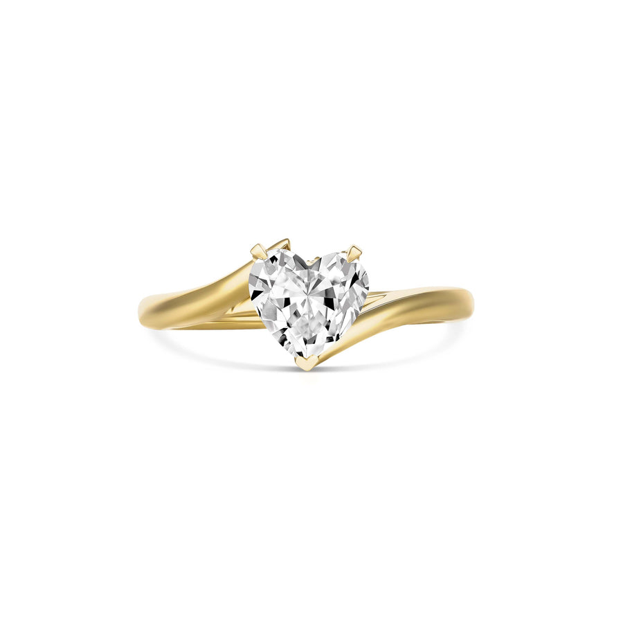 Classic Claudette Heart Shaped Diamond Engagement Ring | 18K Yellow Gold