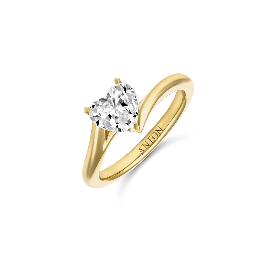 Classic Claudette Heart Shaped Diamond Engagement Ring | 18K Yellow Gold