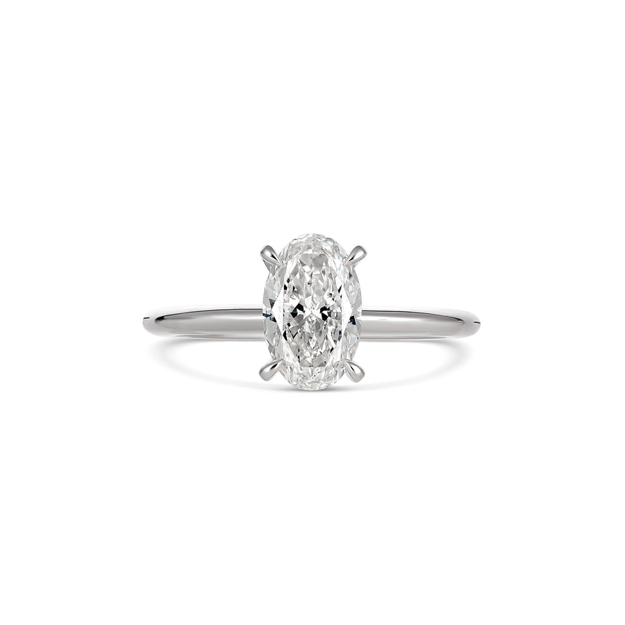 Classic Oval Cut Four Claw Engagement Ring | White Gold