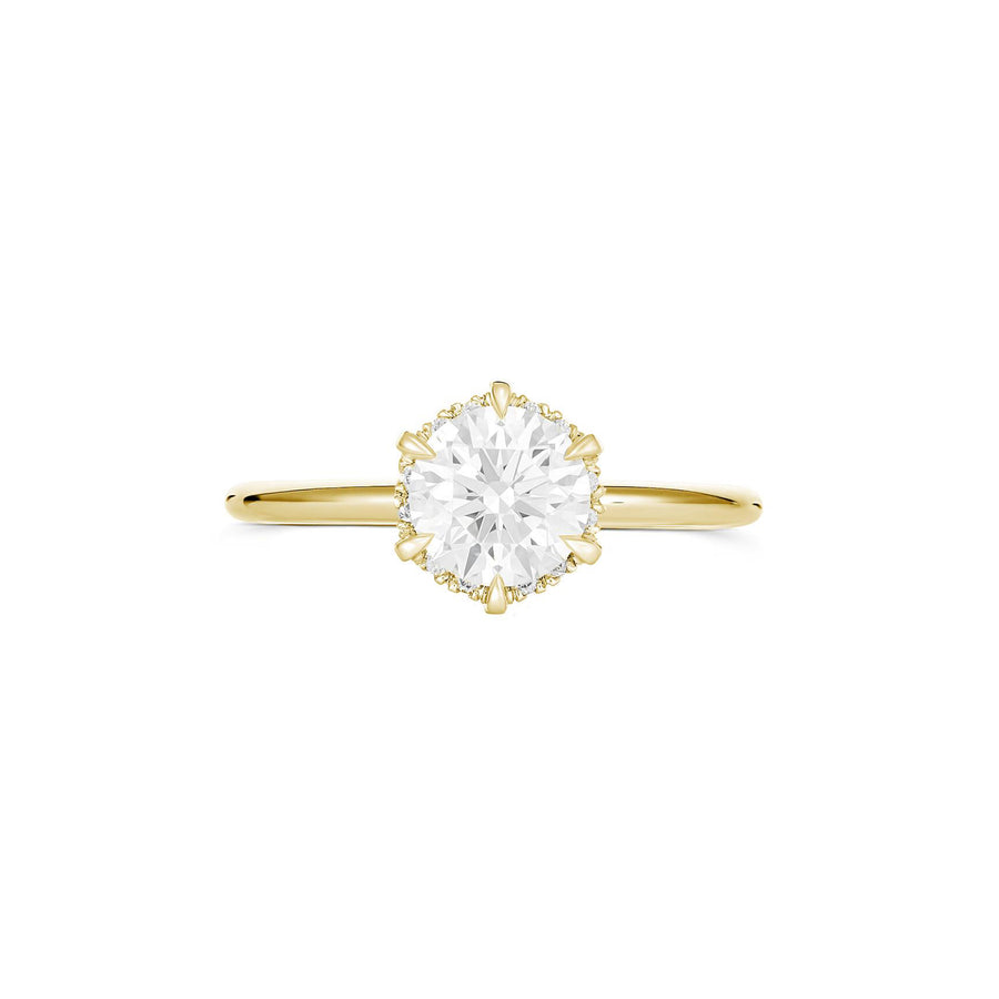 Classic Victoria Round Brilliant Cut Diamond Engagement Ring | 18K Yellow Gold