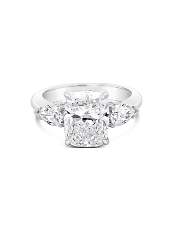 Hot Rocks® Amalia Cushion and Pear Cut Three Stone Diamond Ring | Platinum