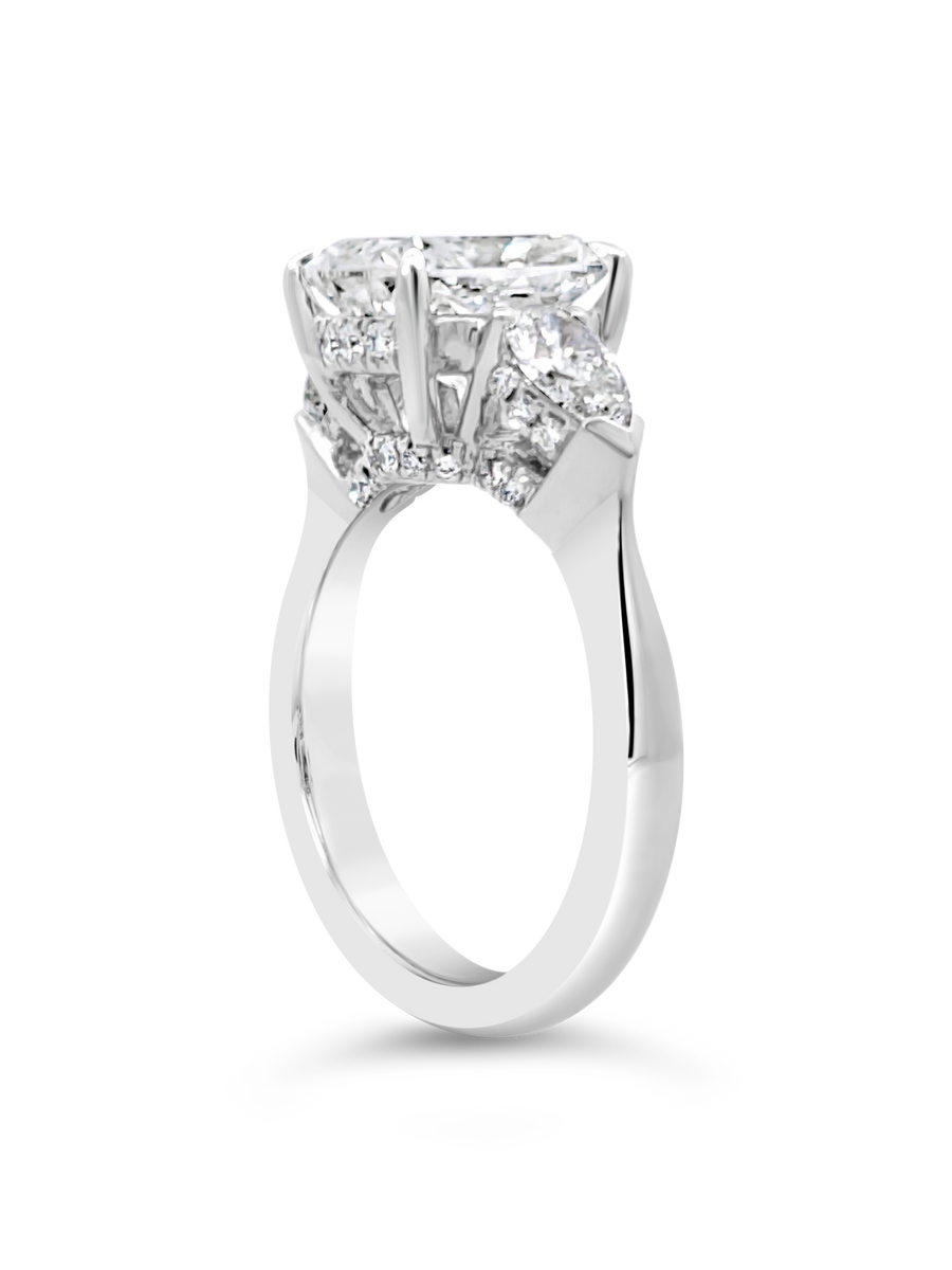 Hot Rocks® Amalia Cushion and Pear Cut Three Stone Diamond Ring | Platinum