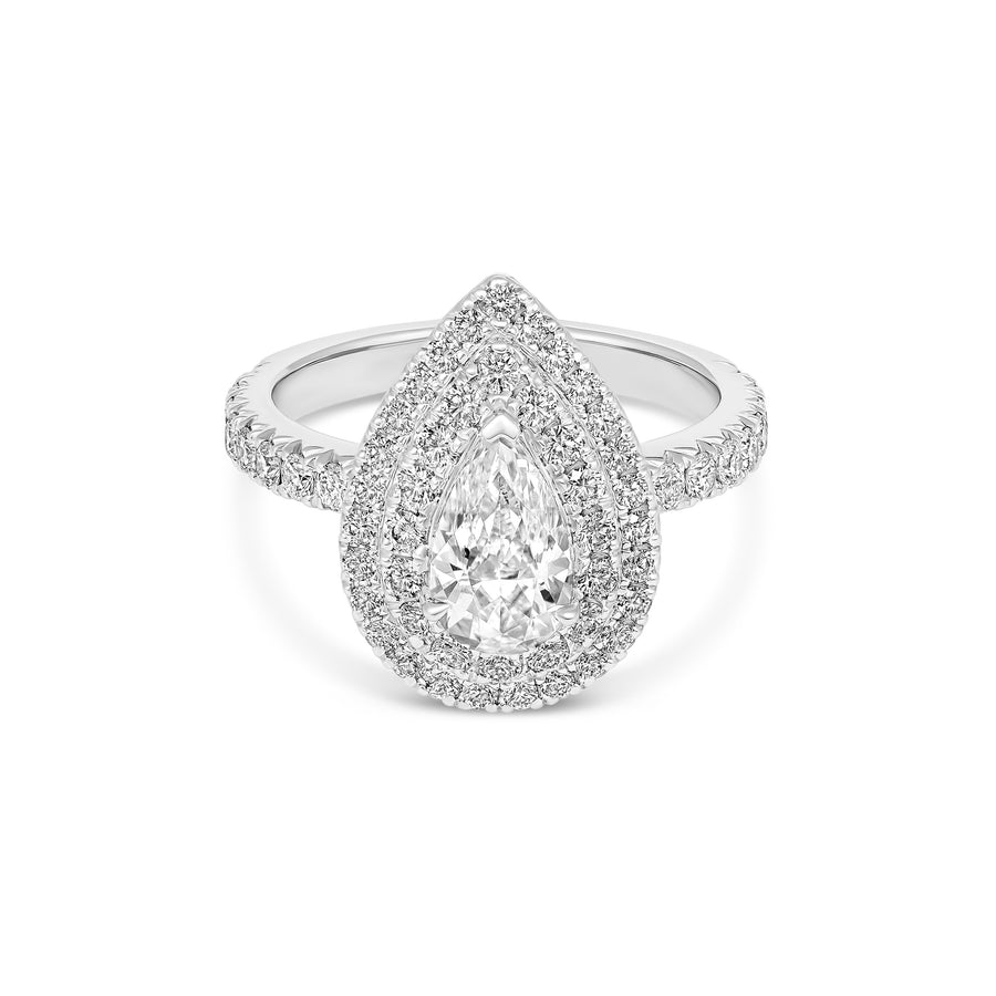 Classic Minelli Pear Cut Diamond Engagement Ring | Platinum