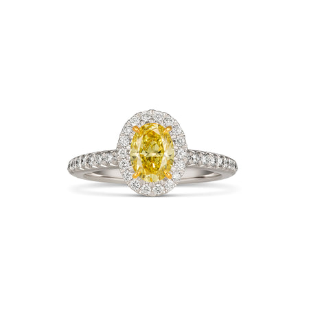 Hello Yellow® Oval Cut Fancy Yellow Diamond Ring | Platinum