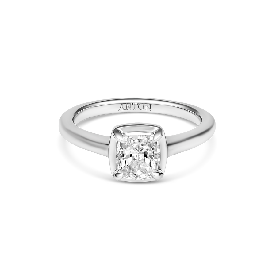 Riviera Luminous Cushion Cut Natural Diamond Ring | 18k White Gold