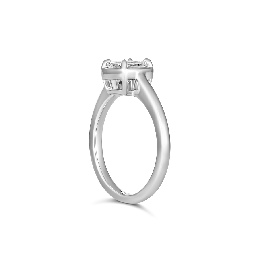 Riviera Luminous Cushion Cut Natural Diamond Ring | 18k White Gold