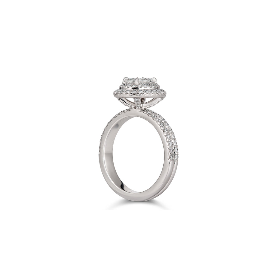 Classic Oval Diamond Engagement Ring with Double Halo | Platinum