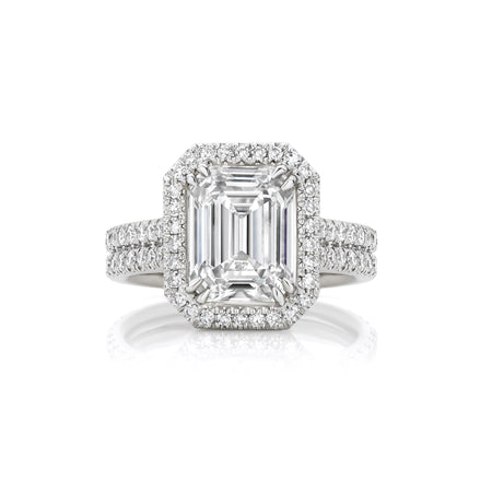 Classic Minelli Emerald Cut Diamond Engagement Ring | Platinum