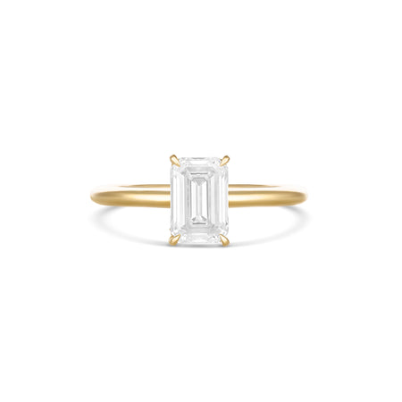 Classic Crawford Emerald Cut Diamond Engagement Ring | 18K Yellow Gold