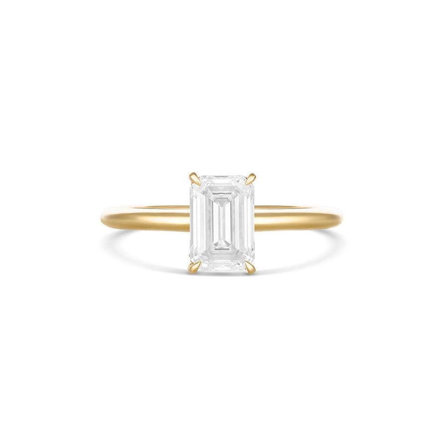 Classic Emerald Cut Diamond Engagement Ring with Hidden Diamond Halo | Yellow Gold