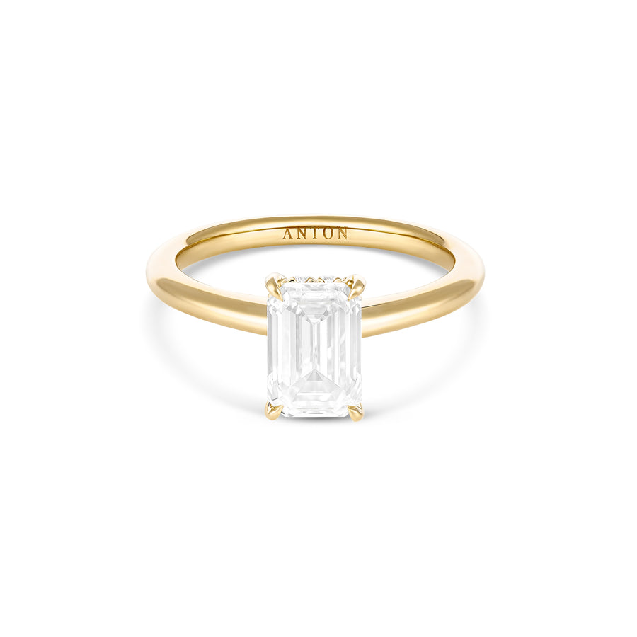 Classic Emerald Cut Diamond Engagement Ring with Hidden Diamond Halo | Yellow Gold