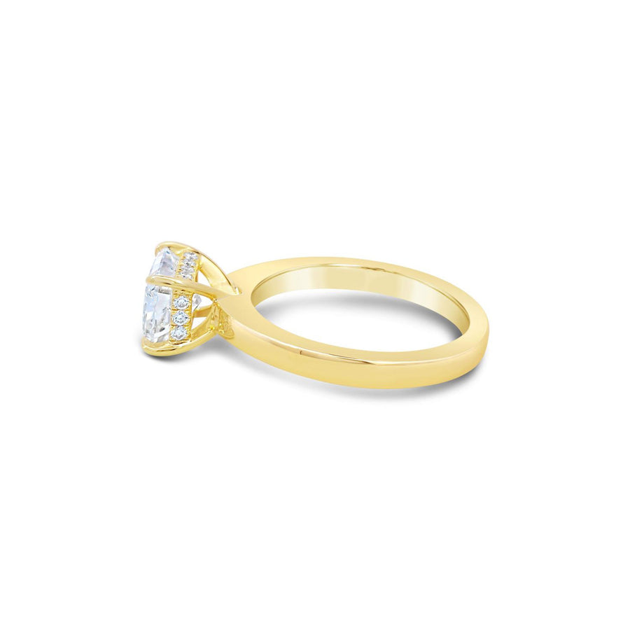 Classic Crawford Radiant Cut East West Diamond Engagement Ring | 18K Yellow Gold