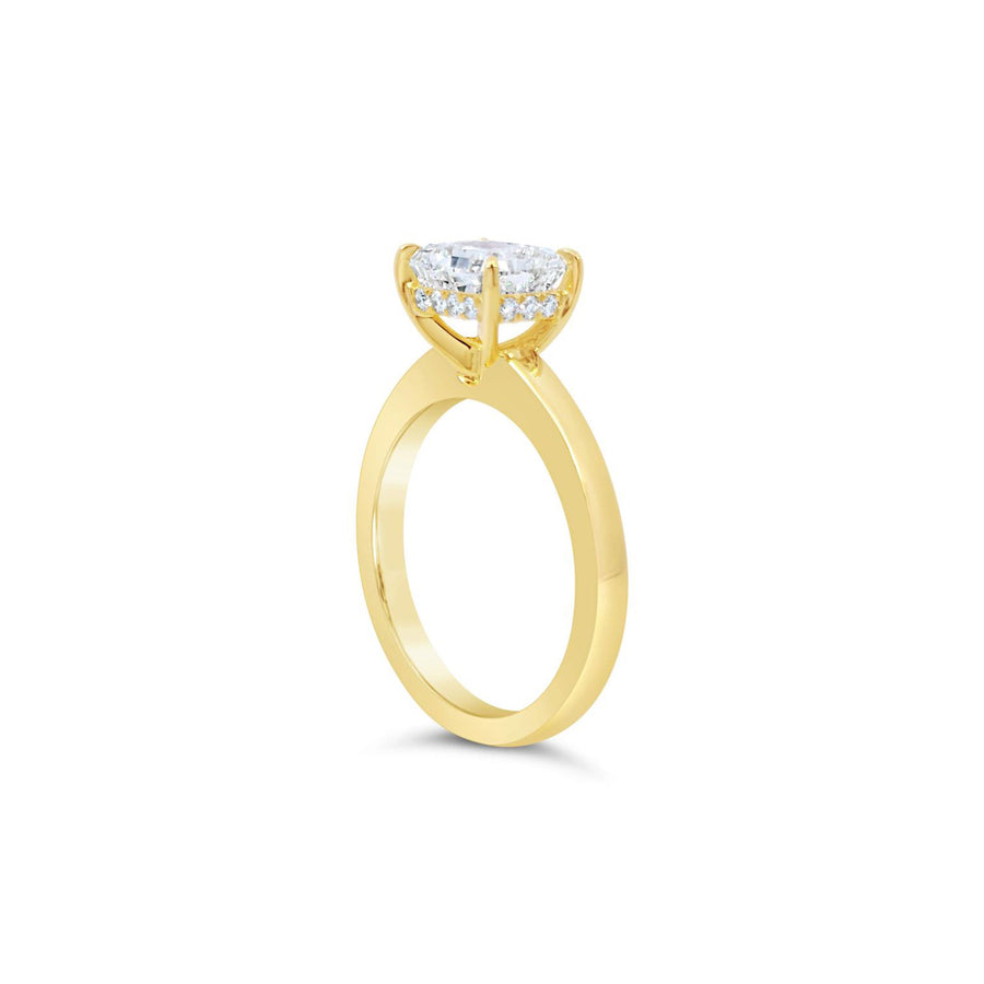 Classic Crawford Radiant Cut East West Diamond Engagement Ring | 18K Yellow Gold