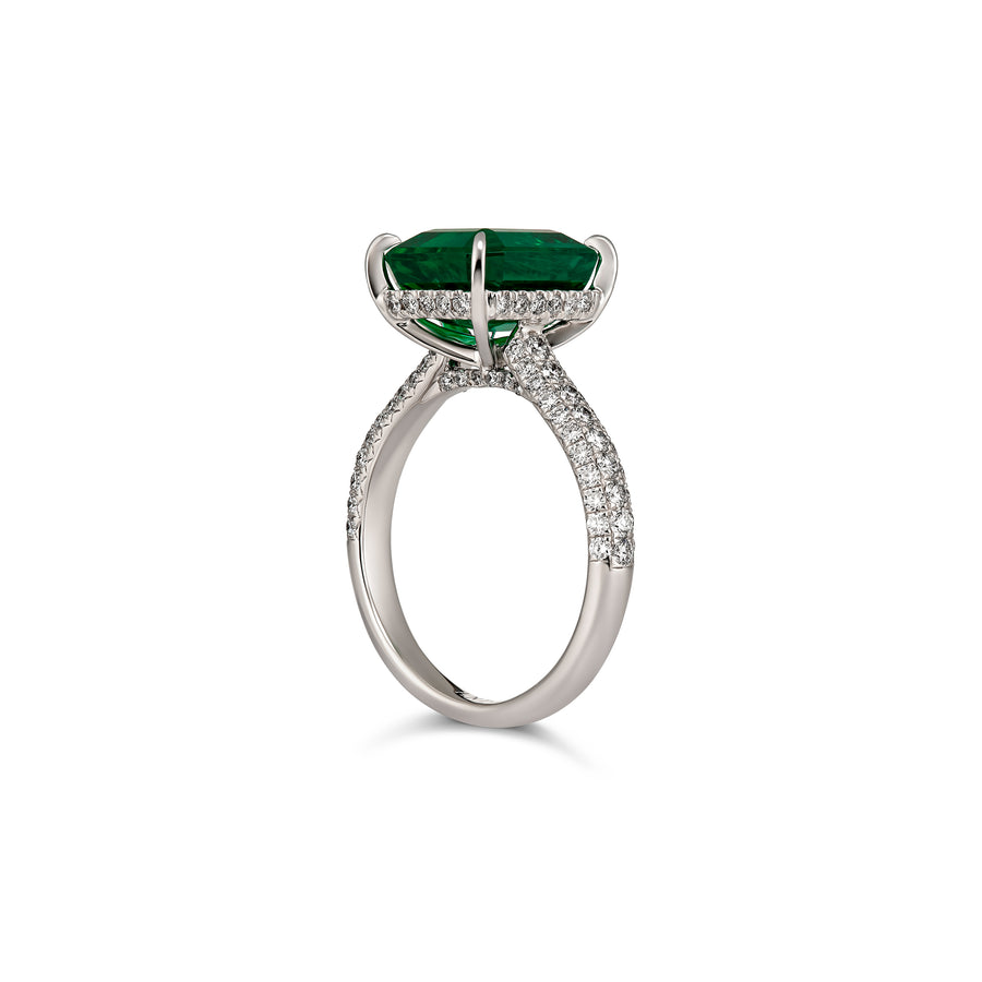 Regal Collection® Emerald Cut Emerald Coloured Gemstone and Diamond Ring | White Gold