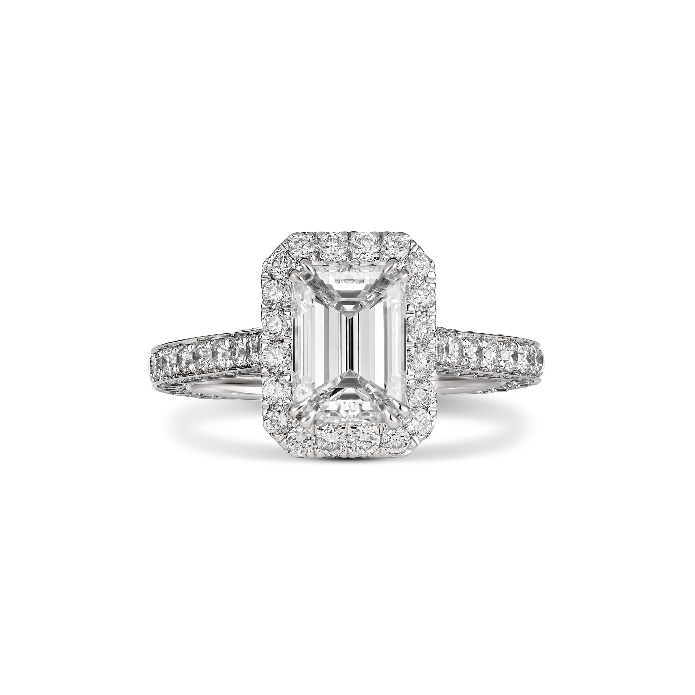 Classic Minelli May Emerald Cut Diamond Engagement Ring | Platinum ...